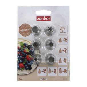 Lot de 6 douilles à pâtisserie en inox grand modèle Zenker Smart Pastry