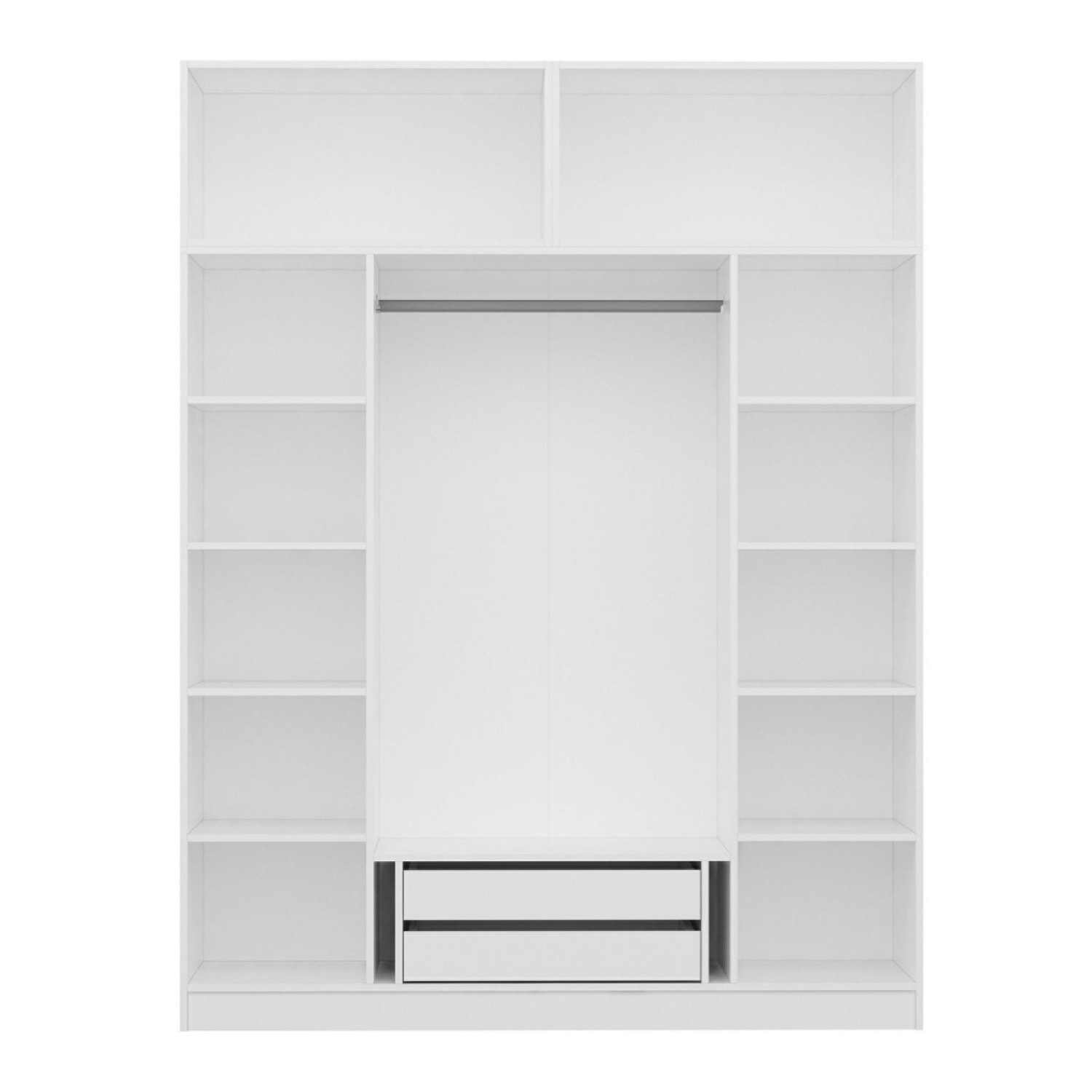 DIAGO - Dressing avec étagères et penderie 15 espaces de stockage blanc