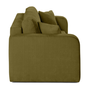 Miro - canapé droit 2 places - en velours texturé - Vert Olive
