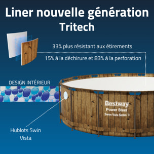 Bestway Piscine hors sol tubulaire ronde Bestway Power Steel Swim Vista 549 x 122 cm décor bois