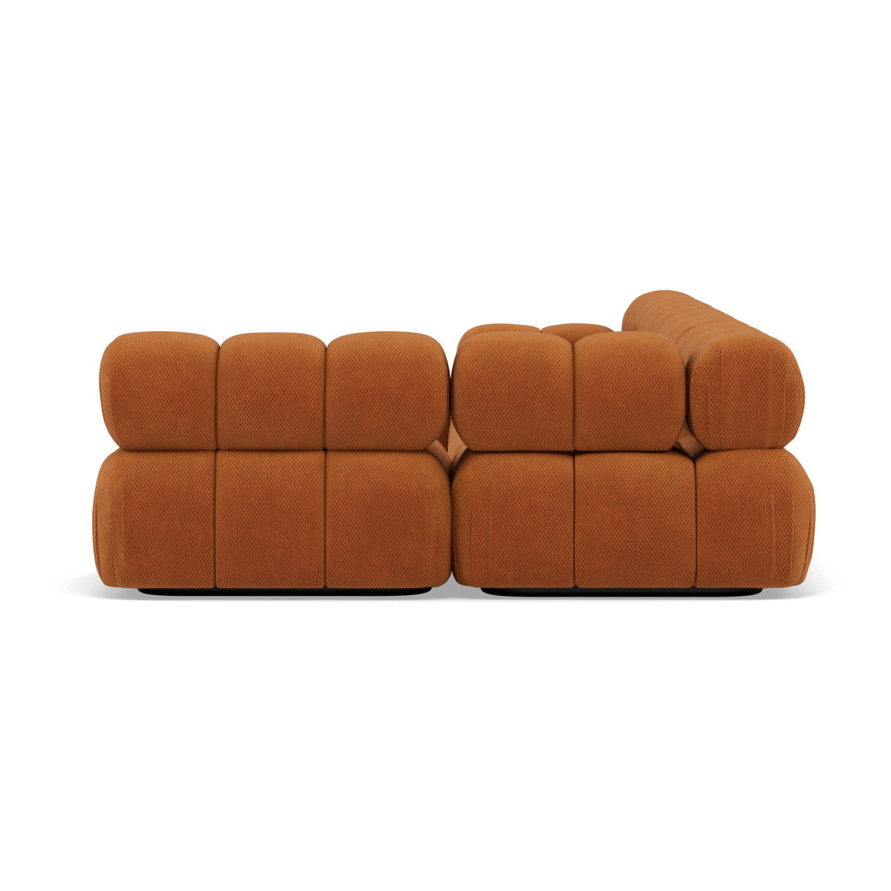 Ruby - canapé panoramique modulable d'angle droit 7 places en velours texturé - Terracotta
