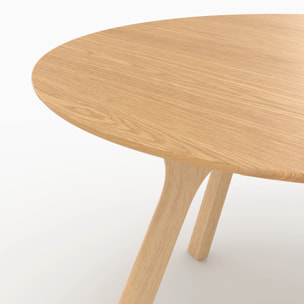 Table ronde 4 personnes en bois d'hévéa massif et placage D120 cm - Izzi