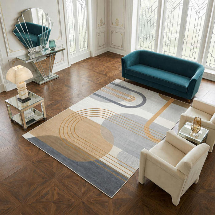 Tapis salon et chambre tissé motif rétro-vintage VOKI