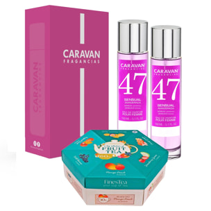 Caravan set de 2 fragancias de mujer nº47 + caja regalo caravan + caja hexagonal de té 60 bolsitas