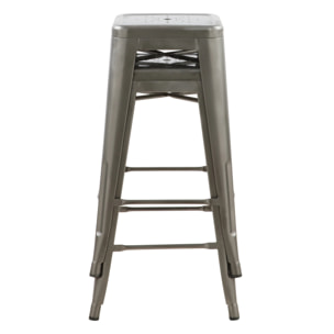 Lot de 2 tabourets pour îlot central 66 cm en métal chrome brillant - Indus