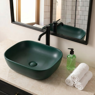 Vasque à poser 45,5 x 32,5 x 13,5 cm sans trop-plein vert foncé mat Infinitio SAT (SATINF4532DGEM)