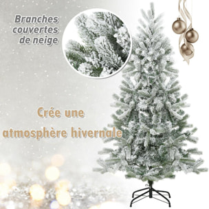 Sapin de Noël artificiel enneigé Ø 90 x 150H cm 521 branches épines imitation Nordmann grand réalisme