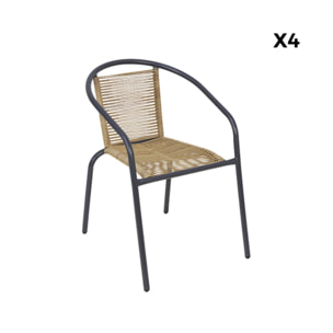 Fauteuil de jardin acier et résine (lot de 4) TONALA