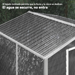 Caseta de Jardín Exterior 4,4 m², 240x206x198 cm, Cobertizo de Jardín Exterior Metálico con Base Refuerzo (Suelo NO Incluido), Puerta Corredera con Cerradura y 4 Ventanas para Patio, Gris