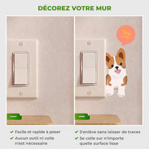 Stickers Muraux décoration adhésifs Prises Chien et Chats