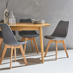 Lot de 4 chaises scandinaves. pieds bois de hêtre. chaises 1 place. gris