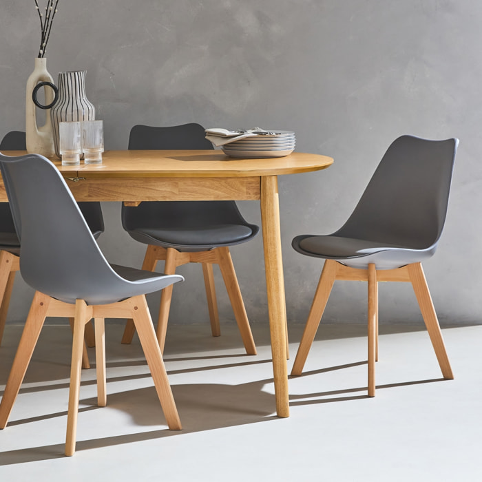 Lot de 4 chaises scandinaves. pieds bois de hêtre. chaises 1 place. gris