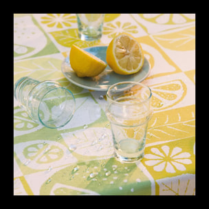 Nappe pur coton motif jacquard jaune Mille citrus fresh
