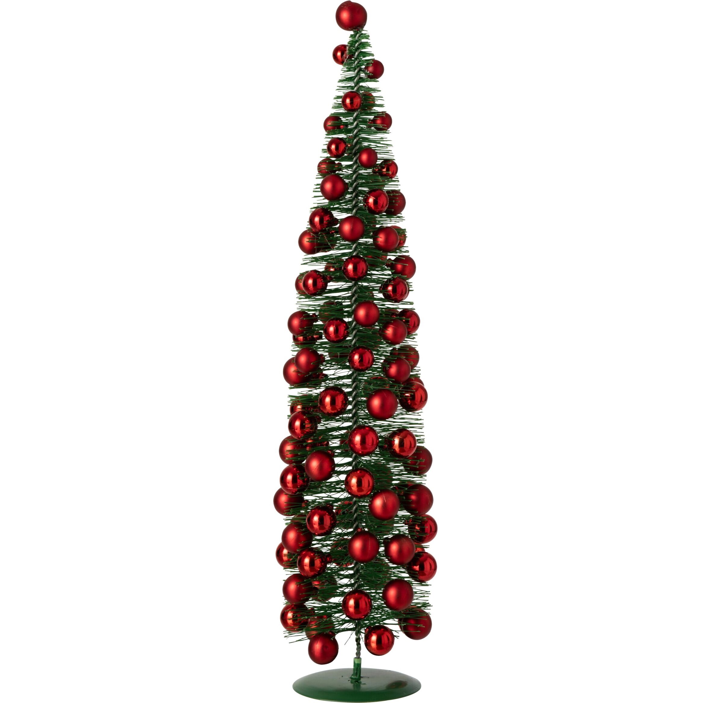 J-Line arbre boules de Noël - synthétique - vert foncé/rouge Noël - large