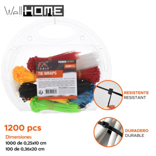 Well home juego de 1200 bridas en varios colores