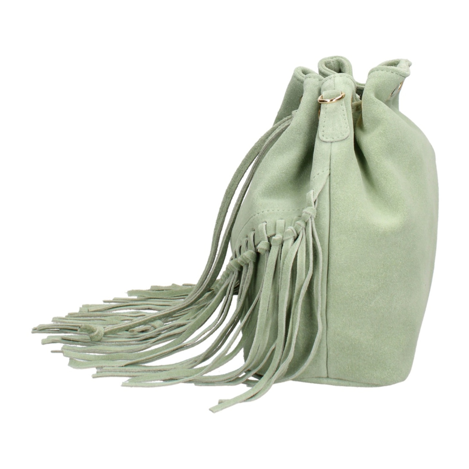 Borsa a secchiello da donna Made in Italy - Modello Umbria Plus - Pelle scamosciata - 25.0 x 22.0 x 13.0 cm