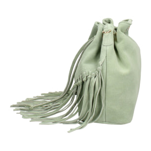 Borsa a secchiello da donna Made in Italy - Modello Umbria Plus - Pelle scamosciata - 25.0 x 22.0 x 13.0 cm