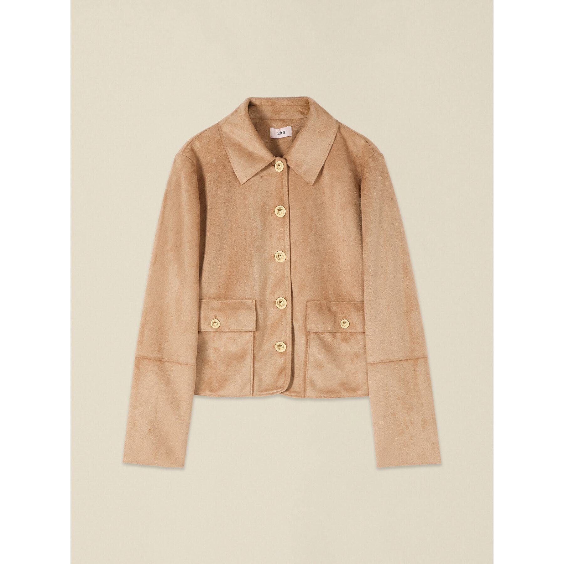 Oltre - Chaqueta boxy con botones heráldicos - Beige