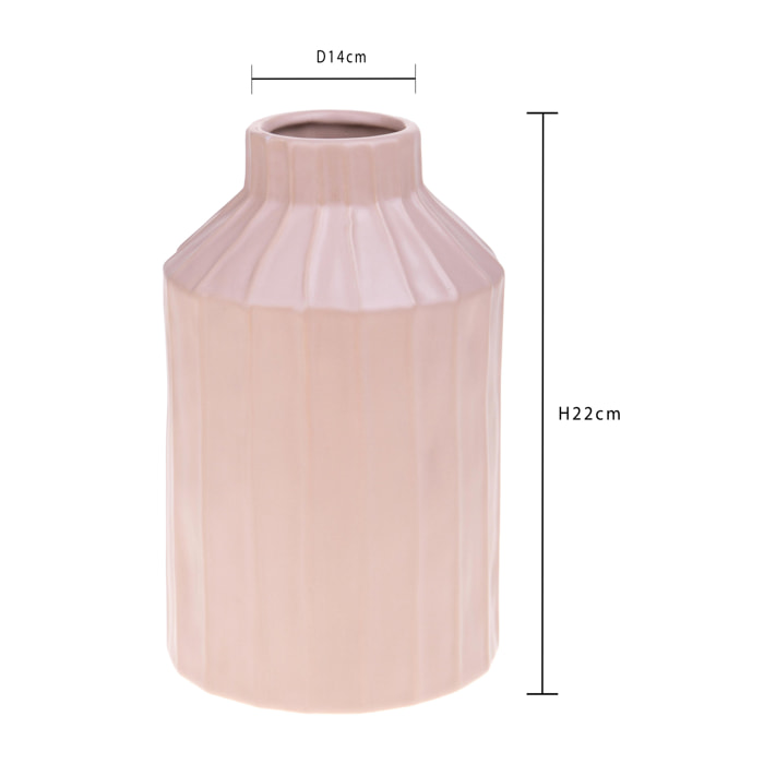 Vaso Rigato H.22 Cm - Pezzi 2 - 14X22X14cm - Colore: Arancio - Bianchi Dino - Decori Casa E Complementi