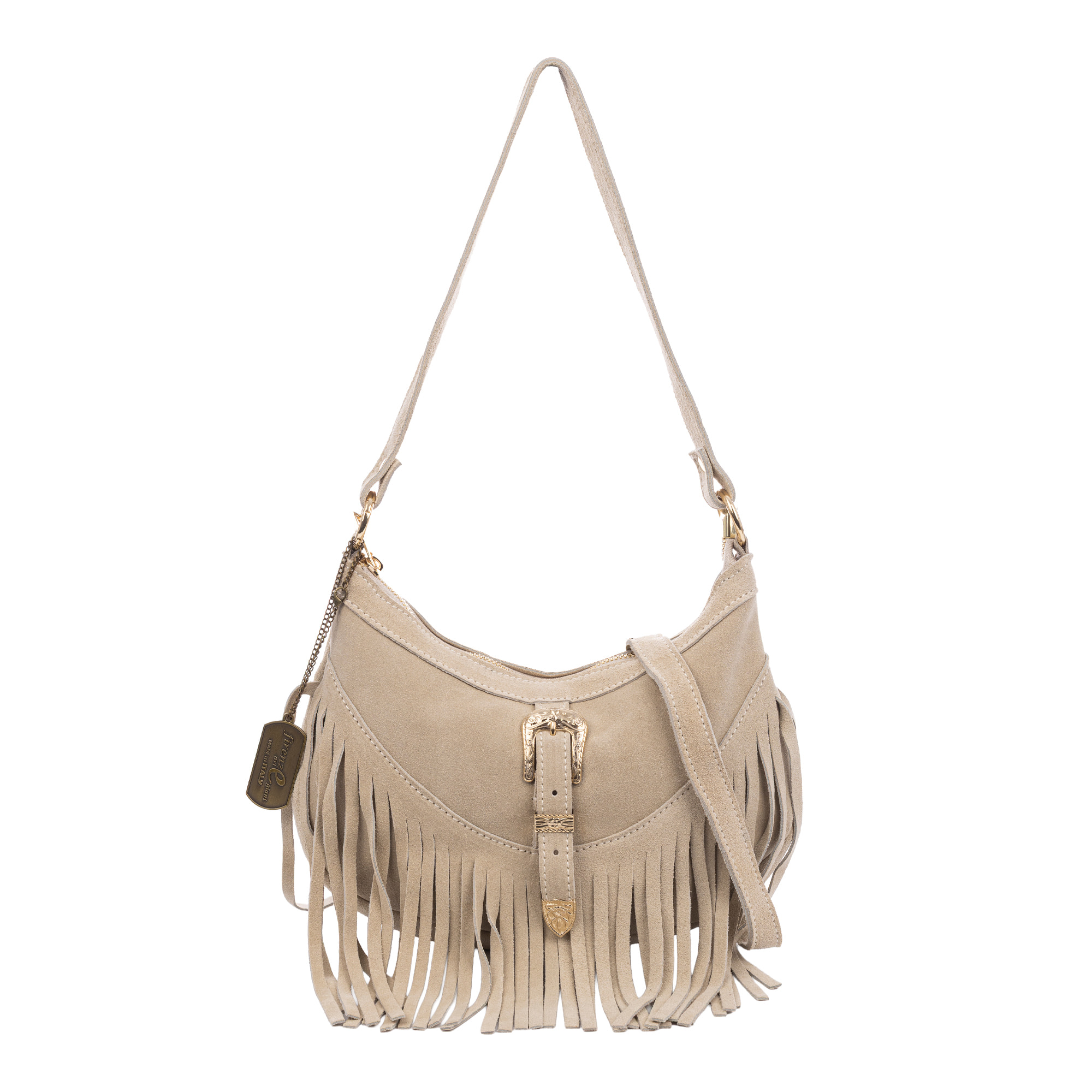 Barlassina bolso bandolera Mujer. Piel auténtica Gamuza, con flecos.