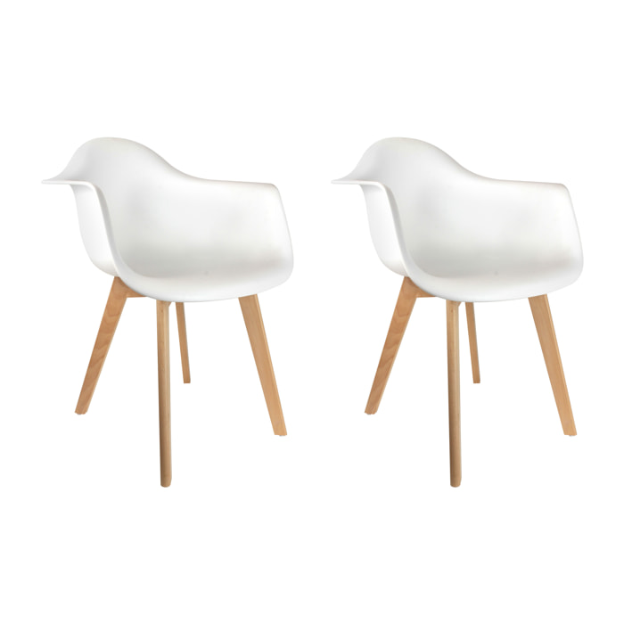 Fauteuil Scandinave Blanc - Lot De 2