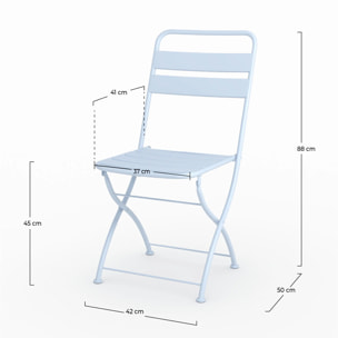 Lot de 2 chaises de jardin en métal bleu pastel, pliantes - Yumi