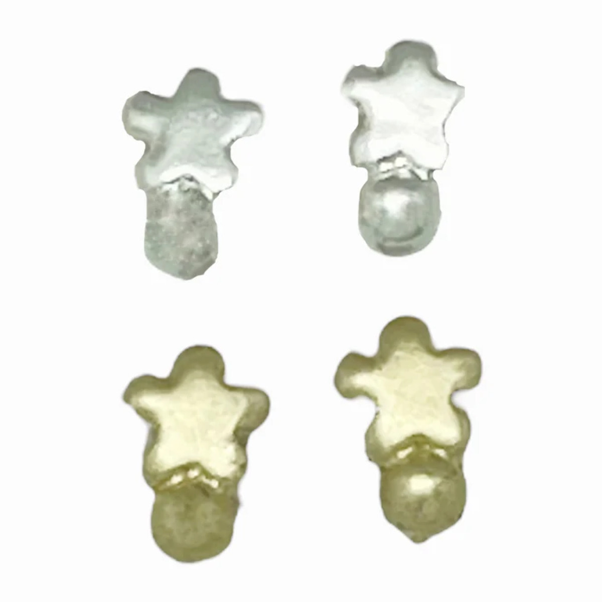 Pack de pendientes flor mini en plata 10µ y dorado