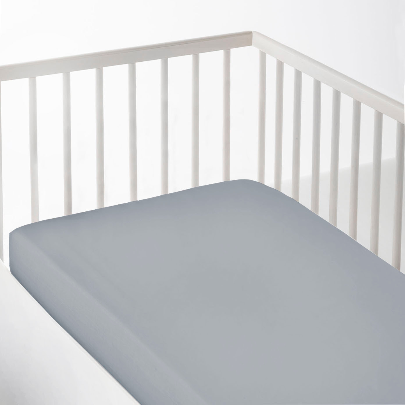 Sábana bajera Lisa - Ajustable - 100% Algodón - Cuna - Gris Pálido
