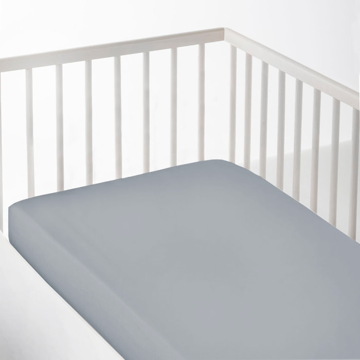 Sábana bajera Lisa - Ajustable - 100% Algodón - Cuna - Gris Pálido