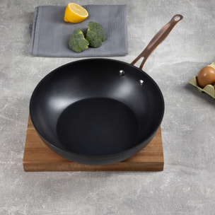 Bergner copper sartén grill 28x28cm + wok ø28cm en aluminio forjado en color negro mate