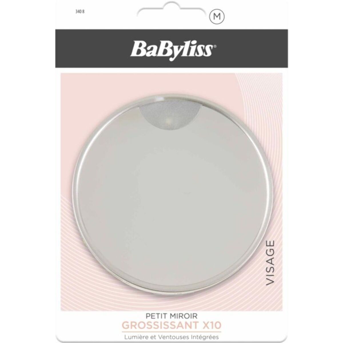 Miroir BABYLISS PETIT LUMINEUX AVEC VENTOUSE X10