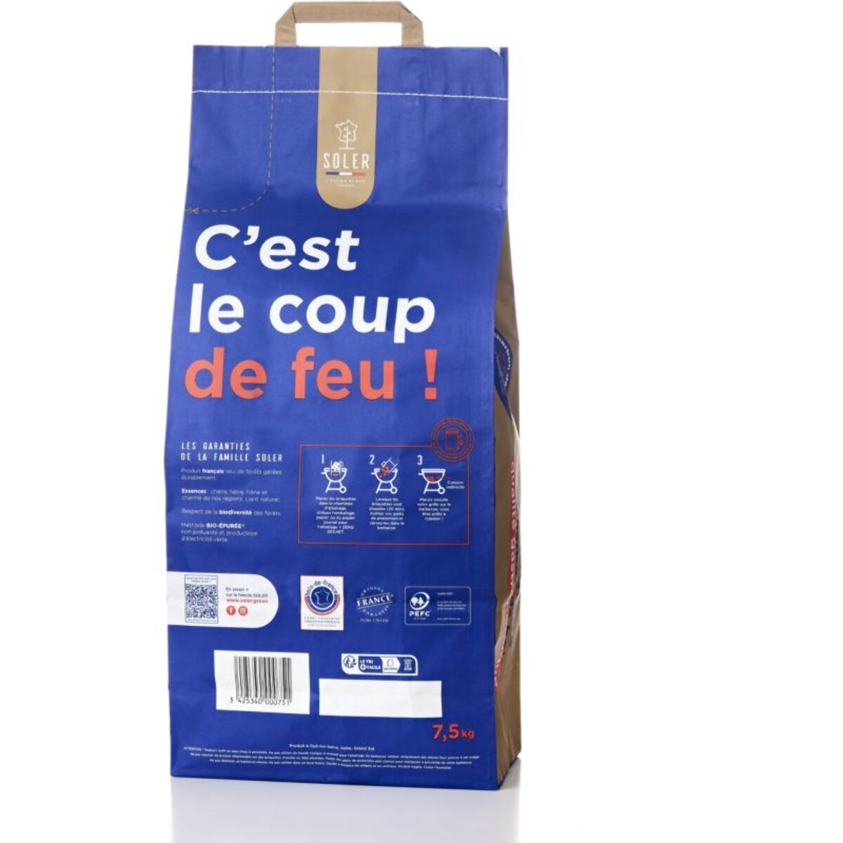 Briquette de charbon SOLER Briquette de charbon de bois 7.5 kg