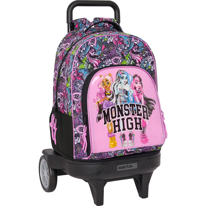 Mochila gde. c/ruedas compact evol. ext. monster high "drama"