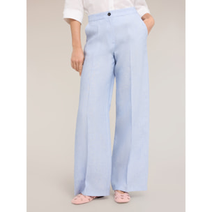 Motivi - Pantalones palazzo de lino - Light - blue