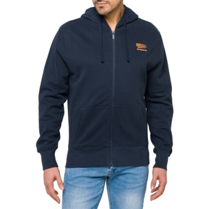 Felpa WAISAI full zip con cappuccio in cotone Blu navy
