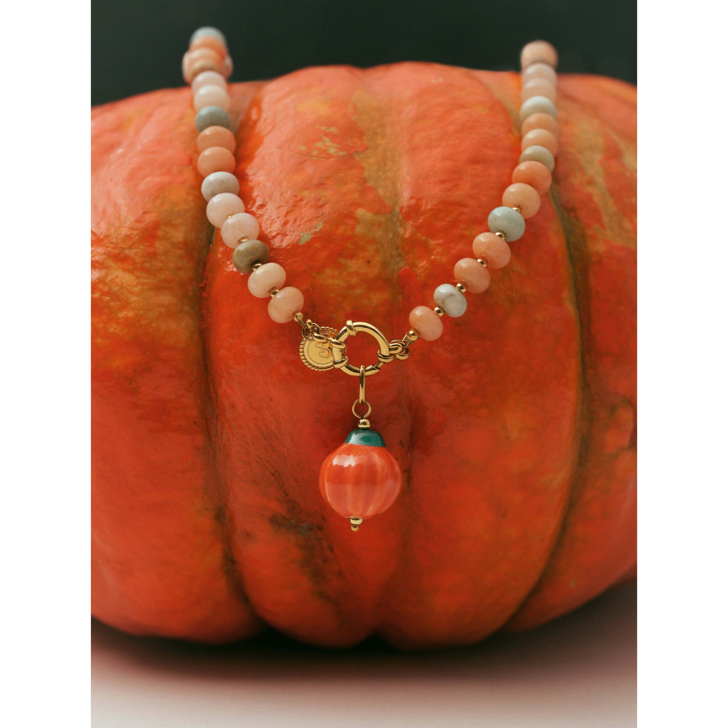 Collar Pumpkin Stones Acero Baño Oro