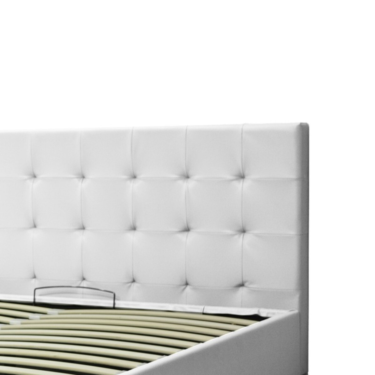 Lit coffre Venise| Espace de Stockage jusqu'à 900 L | Grand angle d’ouverture | Simili cuir | Blanc