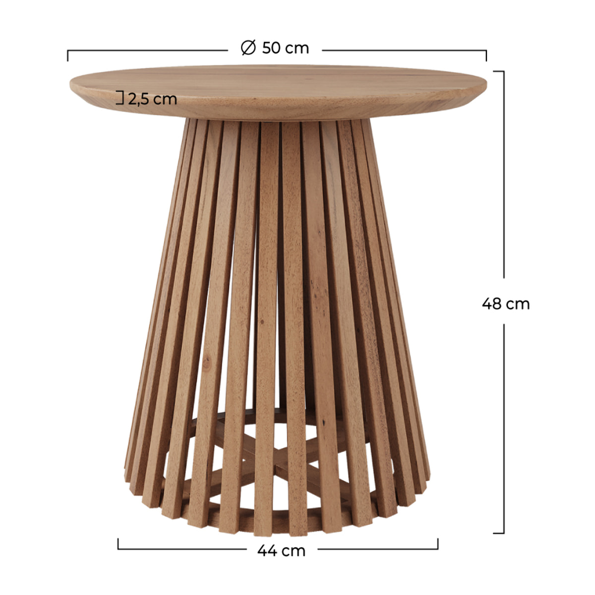 Table d'appoint ronde bois clair en bois d'acacia D50 cm - Képès