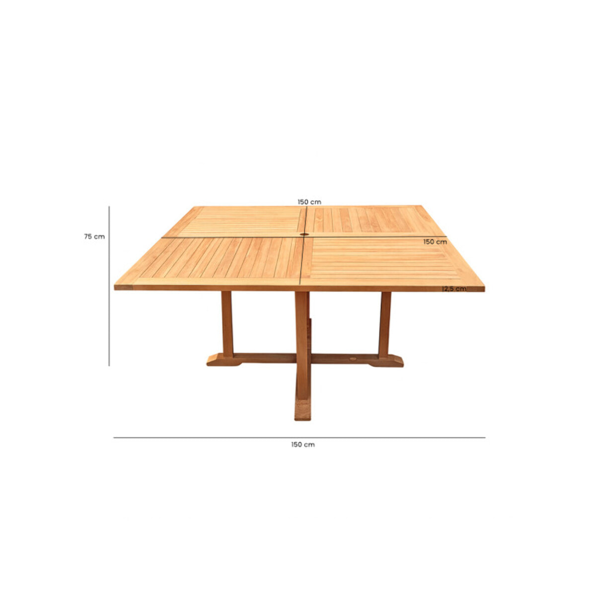 Table de jardin carrée 150 x 150 cm en bois de teck massif - TECKIA