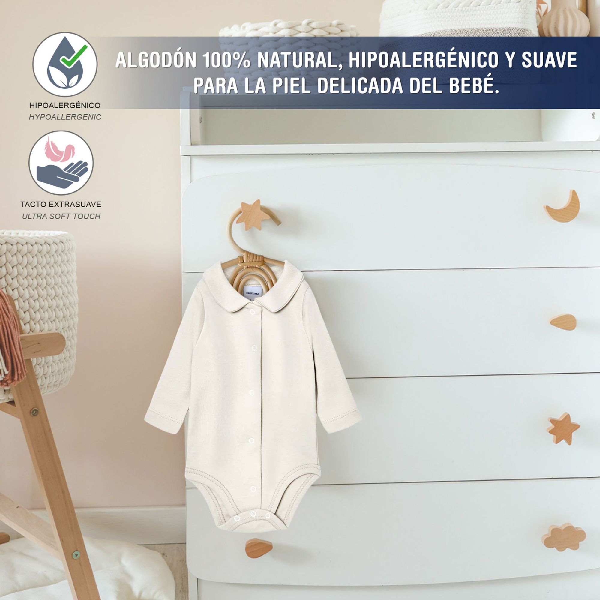 Body bebé manga larga cuello pico