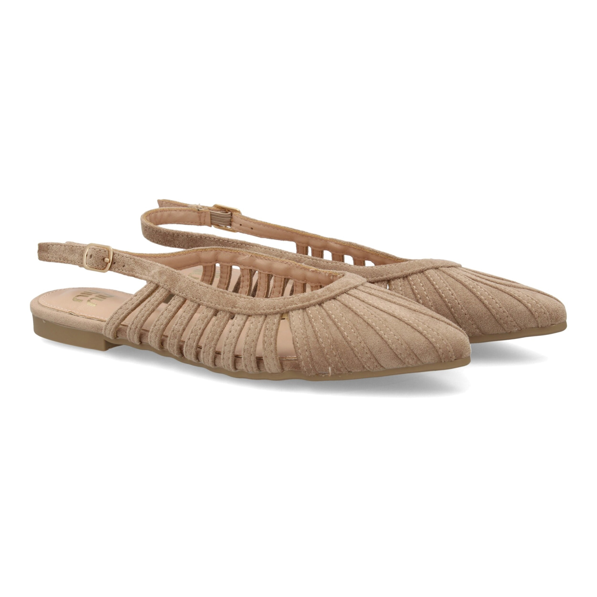 Bailarina destalonada plana con punta fina para mujer