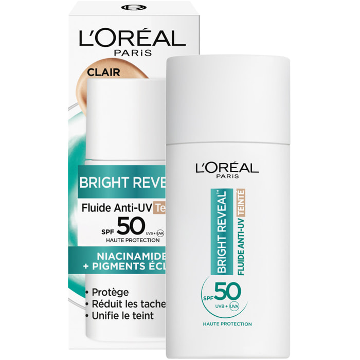 L'Oréal Paris Bright Reveal Fluide Anti-UV SPF 50 Teinte Claire Niacinamide 50ml