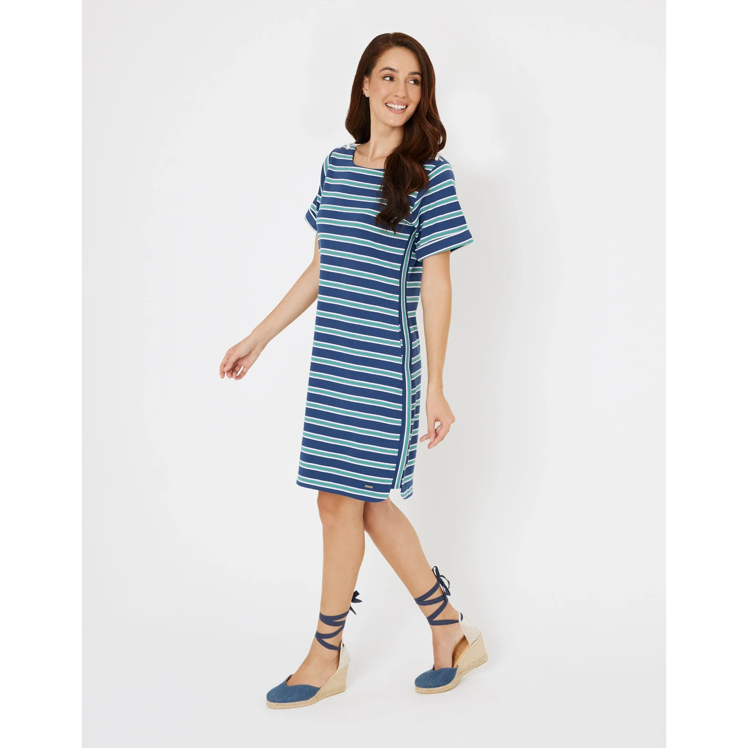 Vestido Corto Rayas Azul - Marini