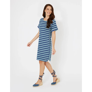 Vestido Corto Rayas Azul - Marini