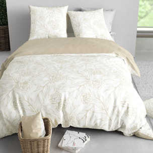 Parure Housse De Couette 3pcs 100% Satin de Coton 120 Fils SUZANNE