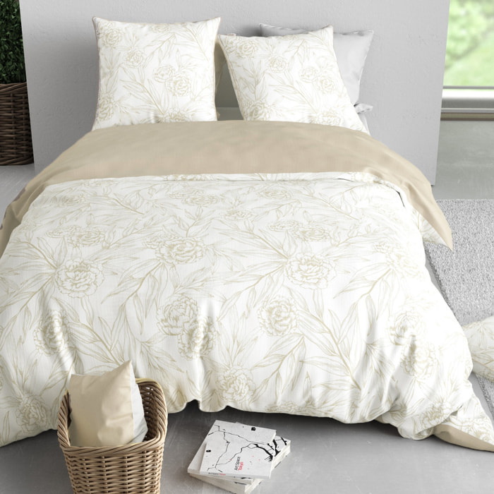 Parure Housse De Couette 3pcs 100% Satin de Coton 120 Fils SUZANNE