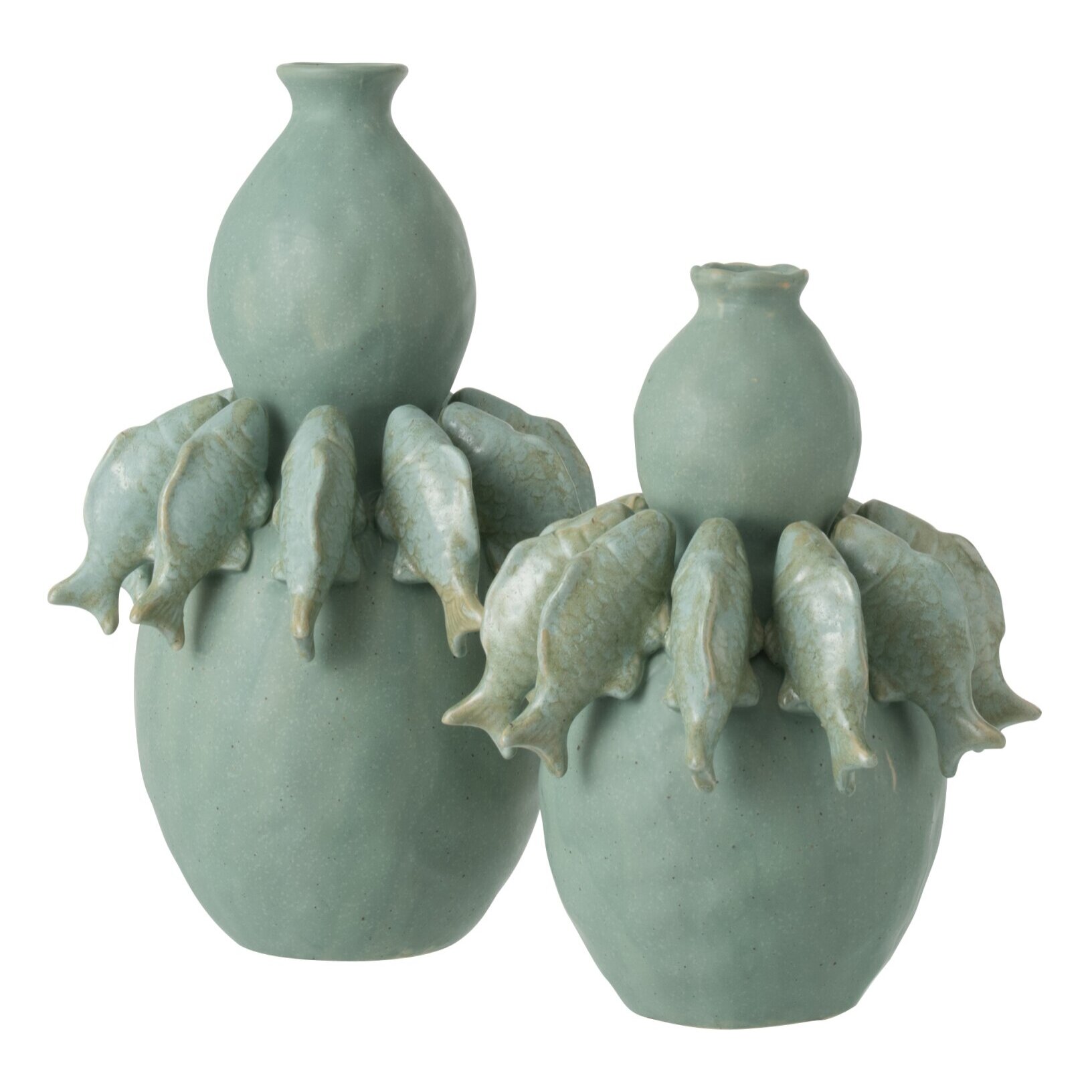J-Line Vase Poisson - céramique - vert - large