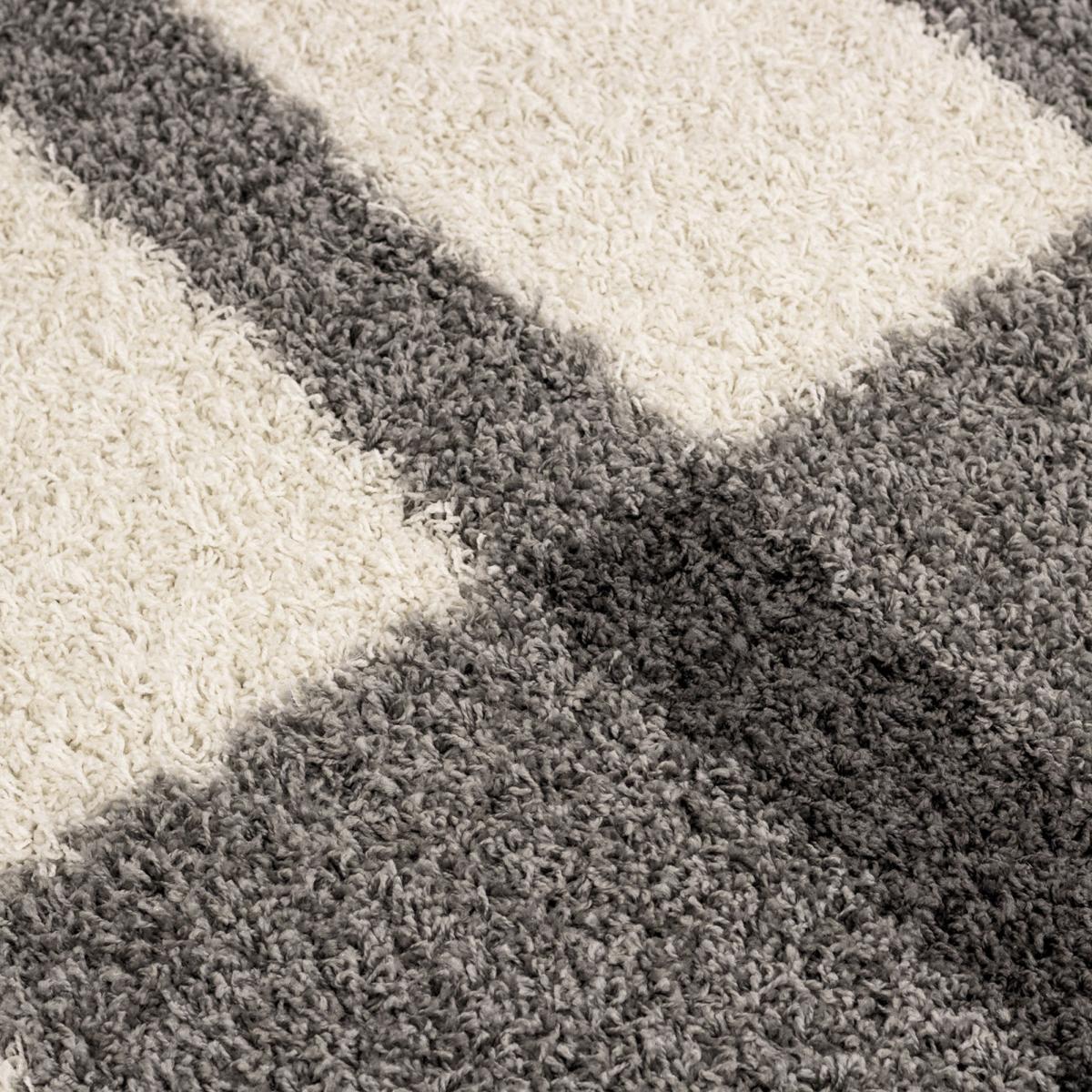 Tapis poils longs shaggy tissé motif géométrique NICO