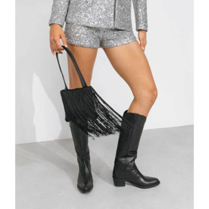 Bolso de fiesta negro con flecos