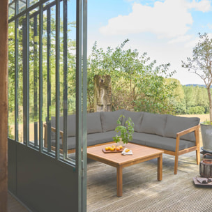 Salon de jardin d'angle bois d'acacia 5 places LOBERIA CORNER